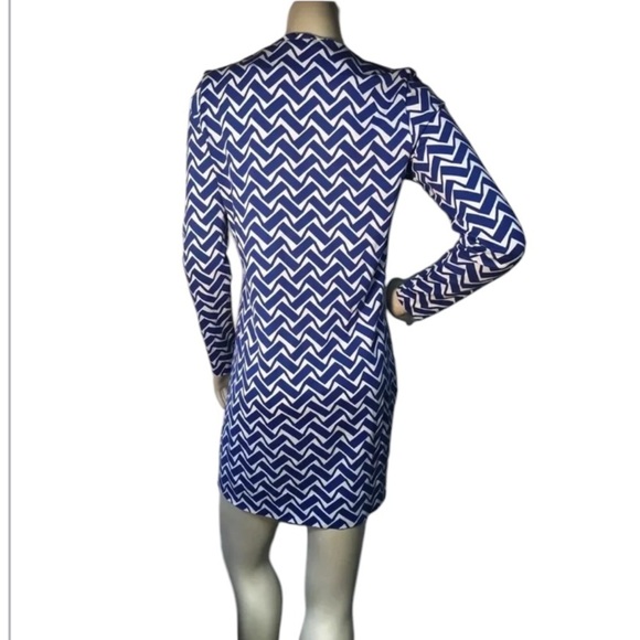 Diane Von Furstenberg Reina zig zag cornflower blue print dress Size 4 - Picture 2 of 8